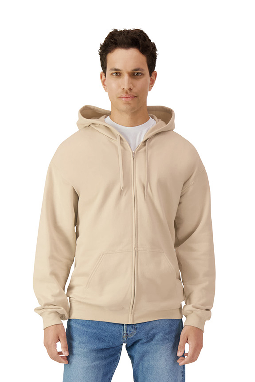 SOFTSTYLE® MIDWEIGHT FLEECE ADULT FULL ZIP HOODED SWEATSHIRT