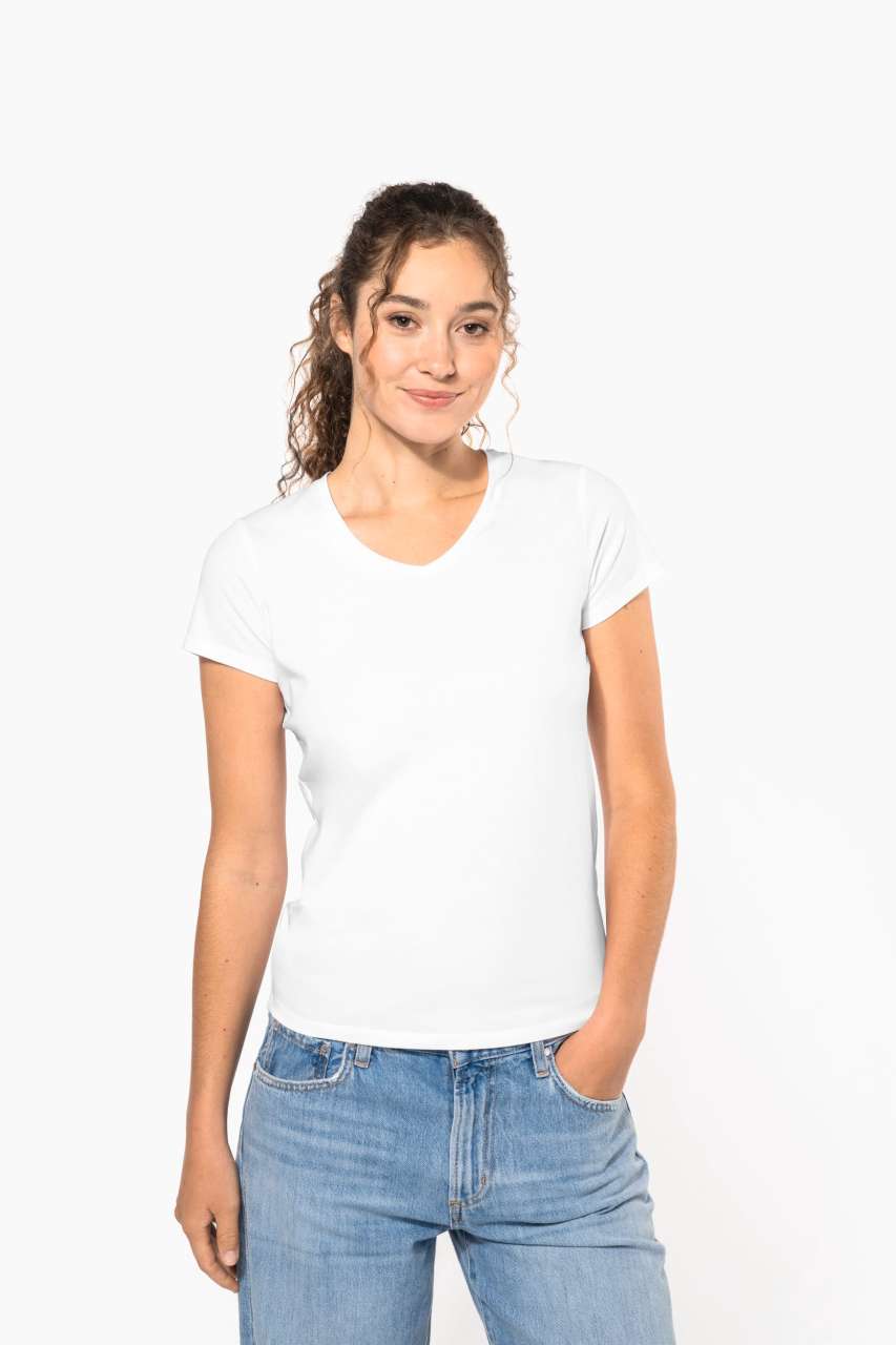 LADIES' SHORT-SLEEVED V-NECK T-SHIRT