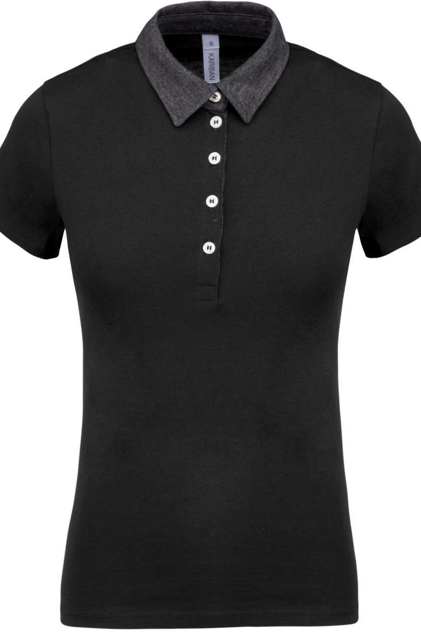 LADIES' TWO-TONE JERSEY POLO SHIRT