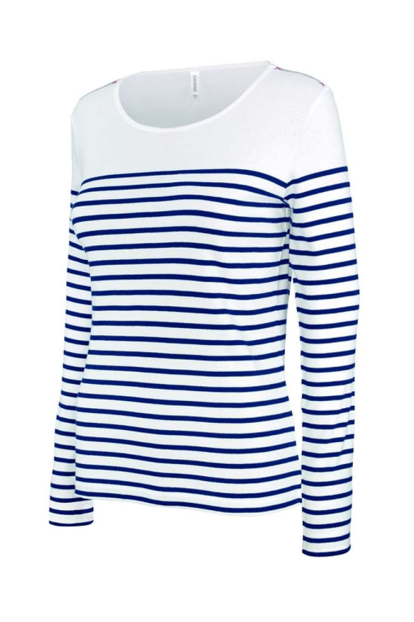 LADIES’ LONG-SLEEVED BRETON STRIPE TOP