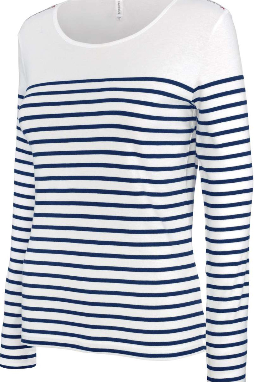 LADIES’ LONG-SLEEVED BRETON STRIPE TOP