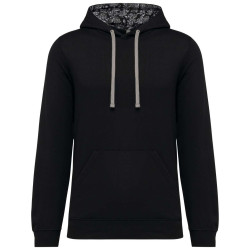 UNISEX CONTRAST PATTERNED HOODED SWEATSHIRT