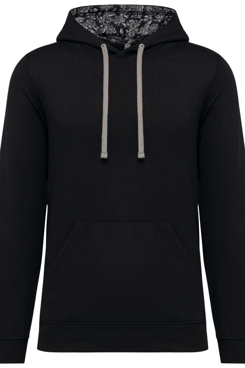 UNISEX CONTRAST PATTERNED HOODED SWEATSHIRT