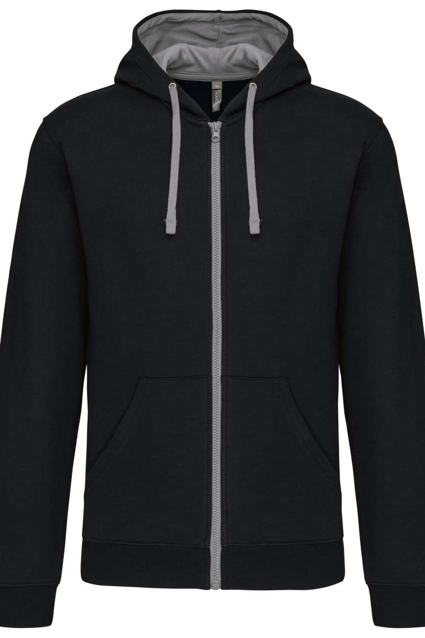 MEN'S CONTRAST HOODED FULL ZIP SWEATSHIRT