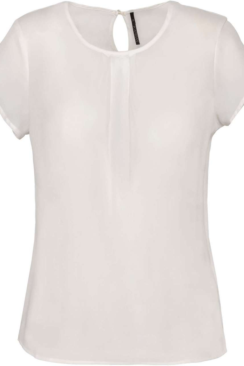 LADIES' SHORT-SLEEVED CREPE BLOUSE