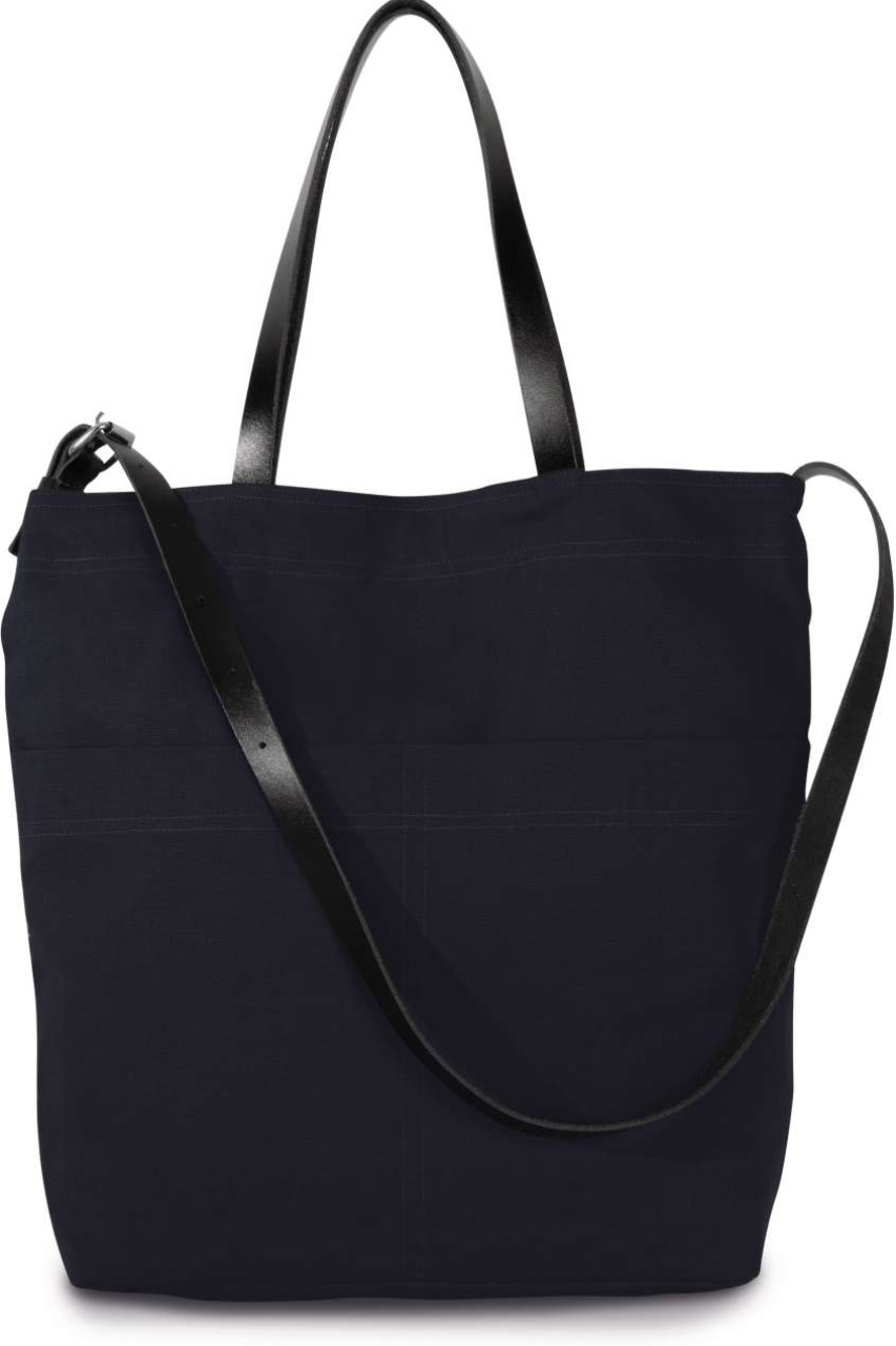 HANDBAG WITH LEATHER SHOULDER STRAP