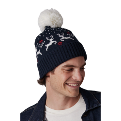 WINTER BEANIE WITH REINDEER DESIGN