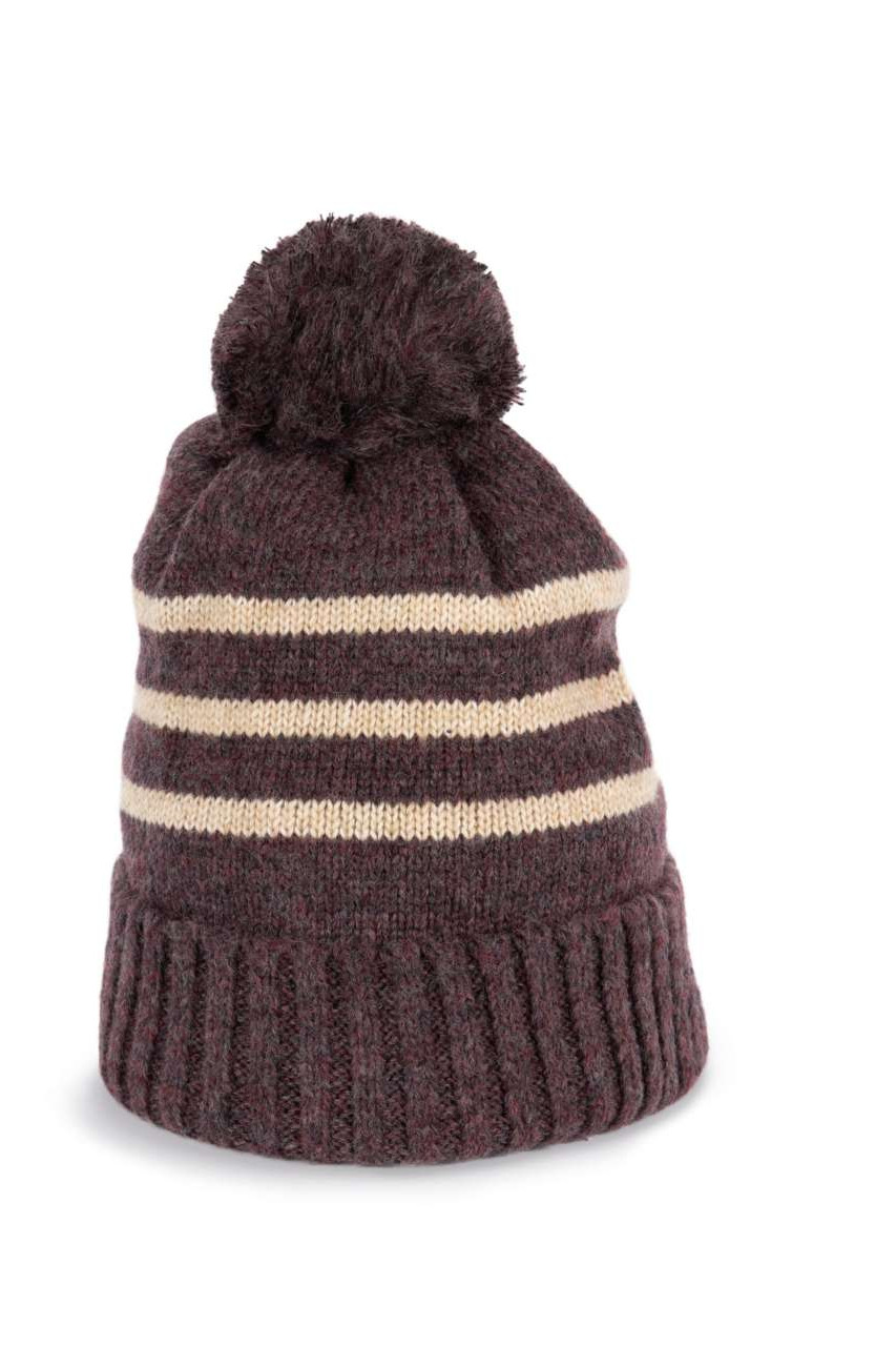 KNITTED STRIPED BEANIE IN RECYCLED YARN