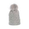 KNITTED BOBBLE BEANIE IN RECYCLED YARN