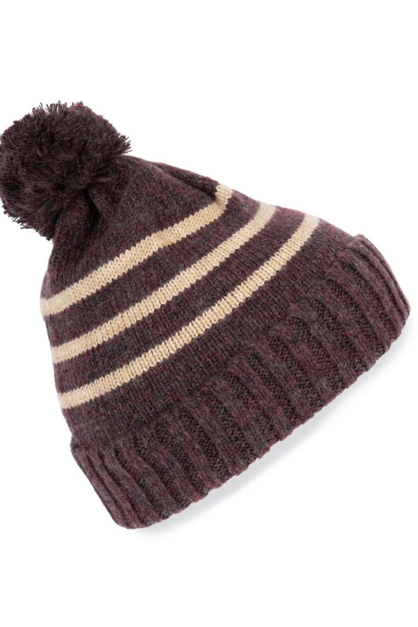 KNITTED STRIPED BEANIE IN RECYCLED YARN