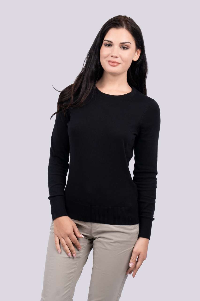 WOMEN’S CREW NECK FINE GAUGE COTTON PULLOVER