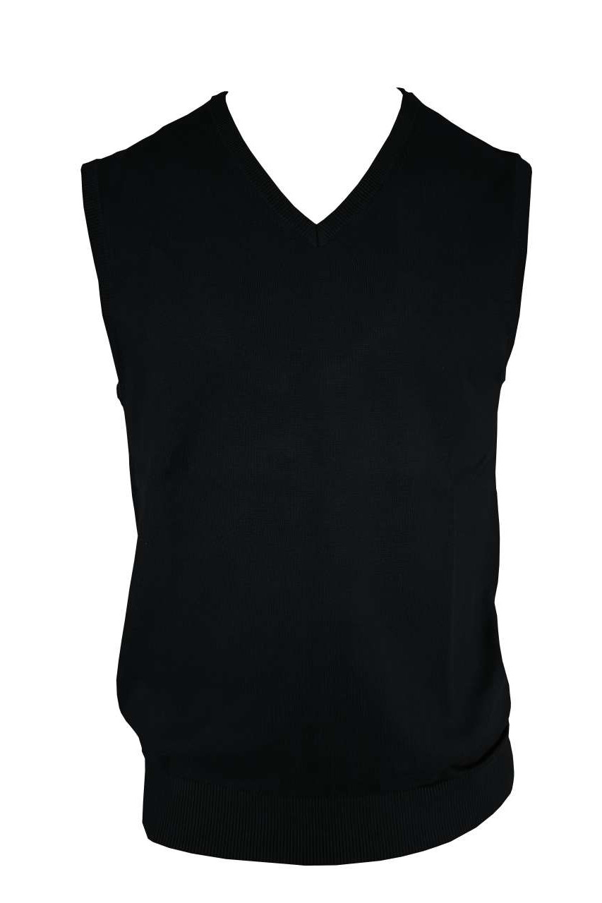 MEN’S V-NECK SLEEVELESS PULLOVER FINE GAUGE COTTON