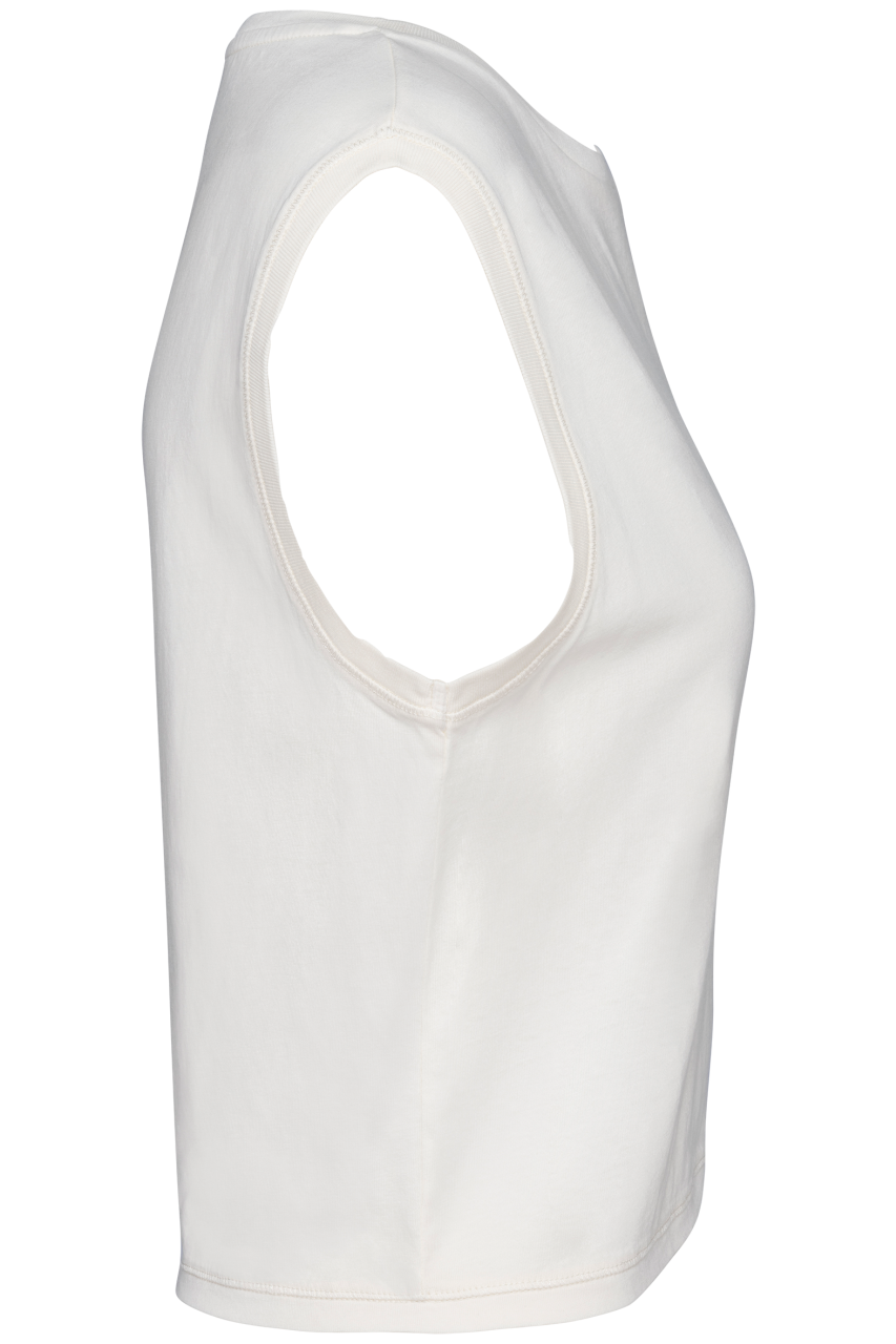 ECO-FRIENDLY LADIES’ SLEEVELESS CROP T-SHIRT