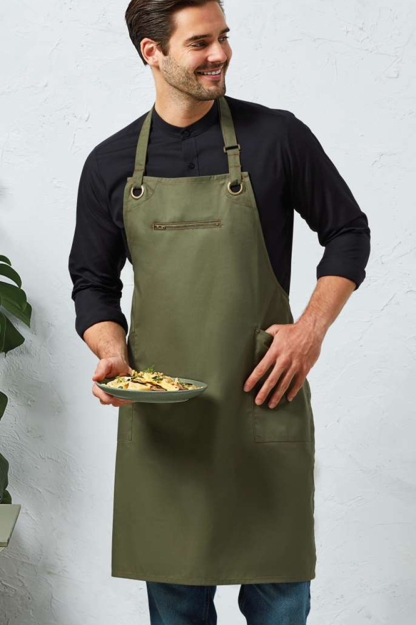 ‘BARLEY’ CONTRAST STITCH SUSTAINABLE BIB APRON