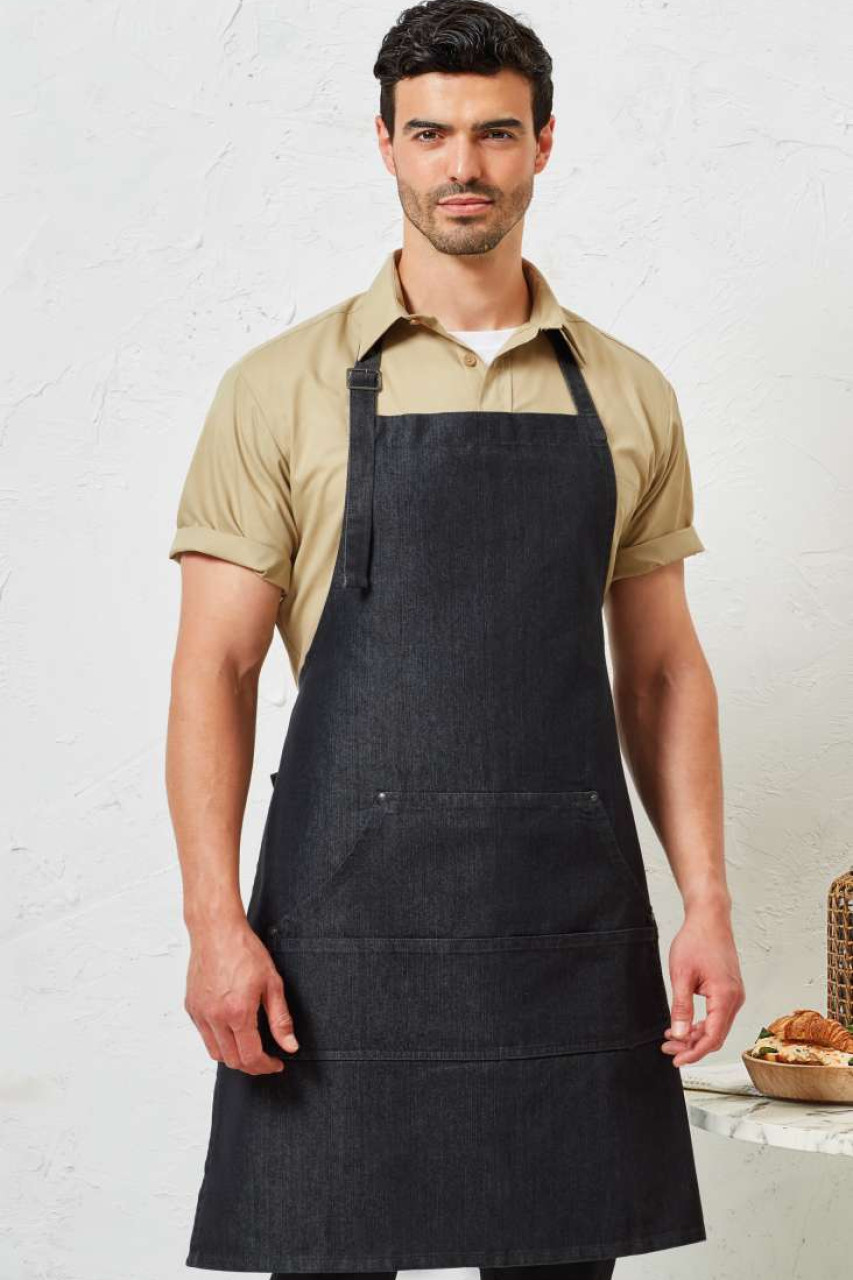 JEANS STITCH DENIM BIB APRON