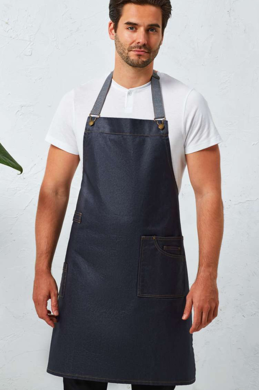 'DISTRICT' WAXED LOOK DENIM BIB APRON