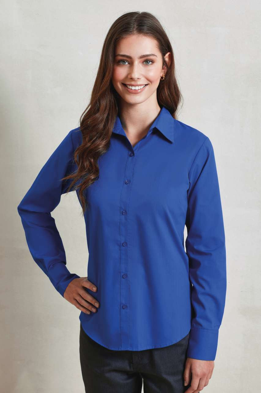 WOMEN'S LONG SLEEVE POPLIN BLOUSE