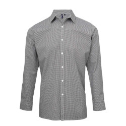 MEN'S LONG SLEEVE GINGHAM COTTON MICROCHECK SHIRT