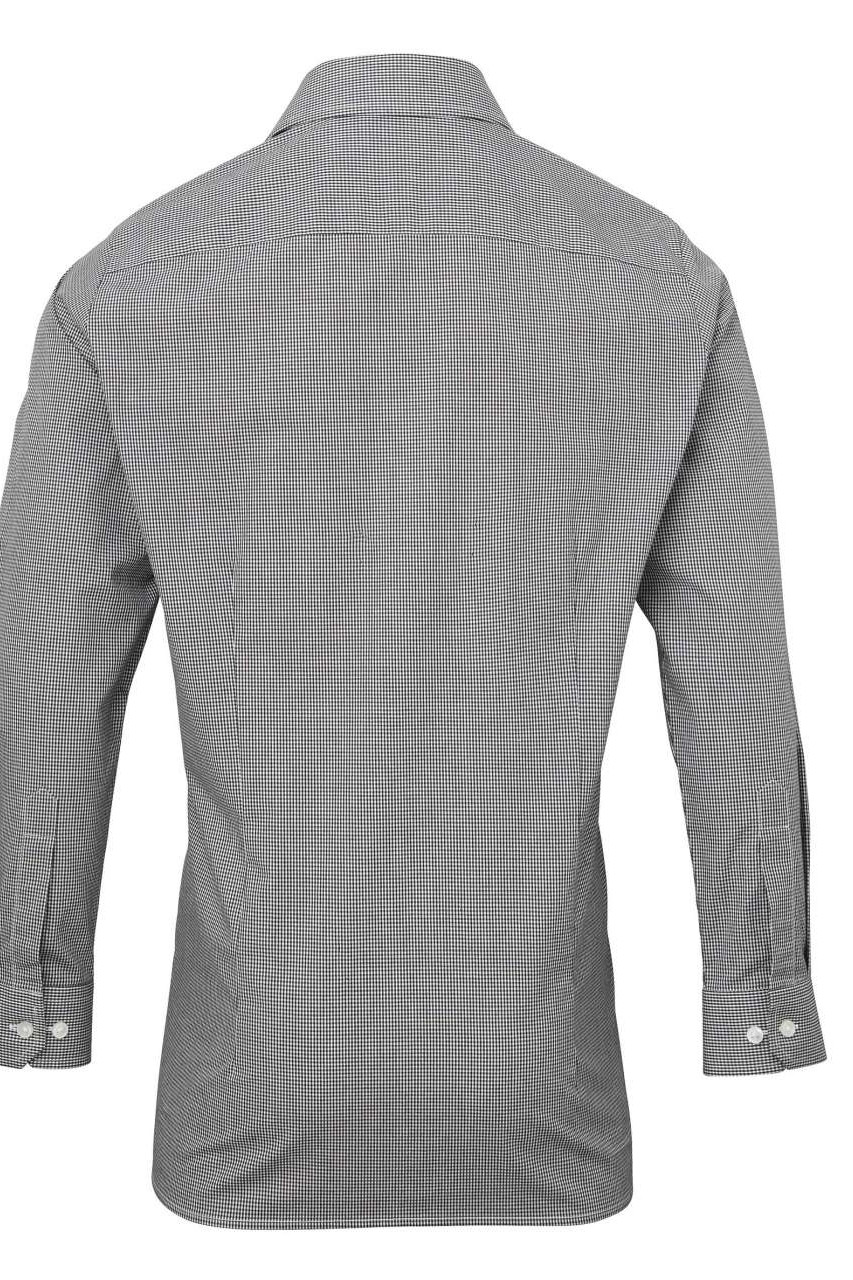 MEN'S LONG SLEEVE GINGHAM COTTON MICROCHECK SHIRT