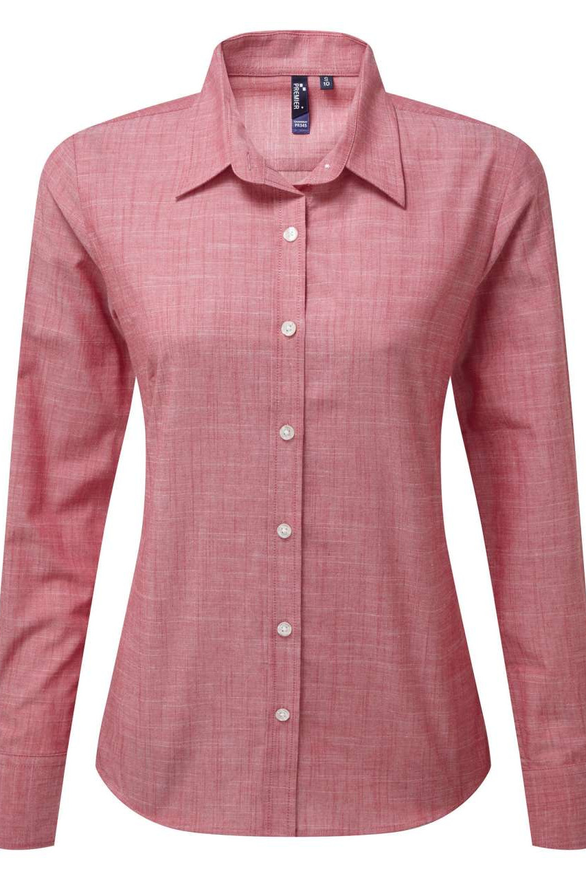 WOMEN'S COTTON SLUB CHAMBRAY LONG SLEEVE SHIRT