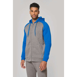 UNISEX TWO-TONE ZIPPED HOODED FLEECE JACKET