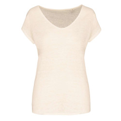LADIES' V-NECK LINEN T-SHIRT