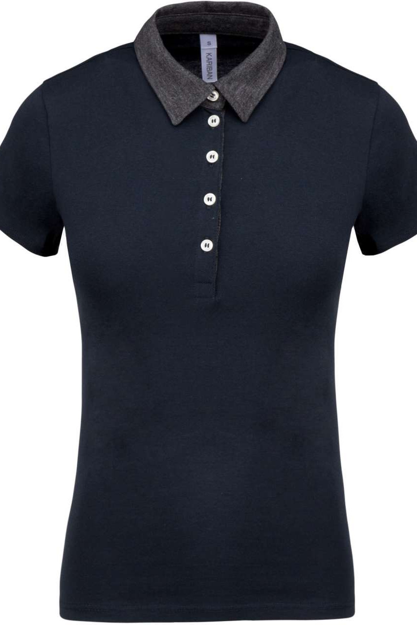 LADIES' TWO-TONE JERSEY POLO SHIRT