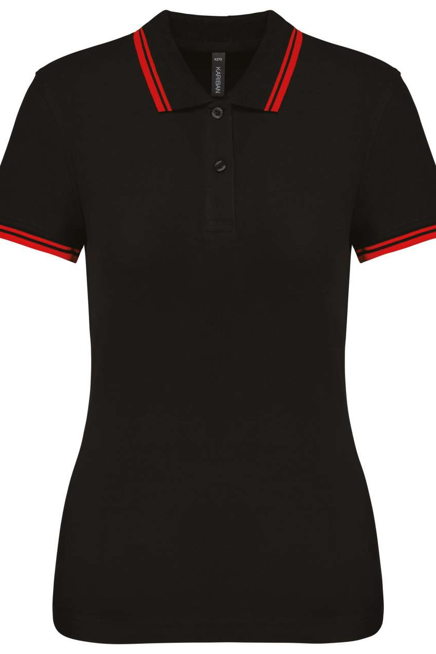 LADIE'S SHORT-SLEEVED POLOSHIRT WITH CONTRASTING PIPING