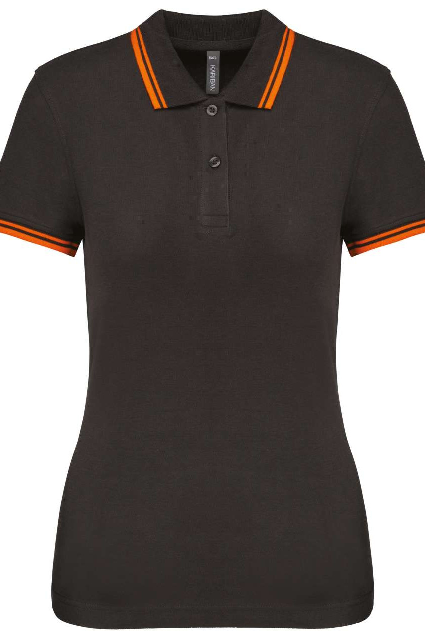 LADIE'S SHORT-SLEEVED POLOSHIRT WITH CONTRASTING PIPING