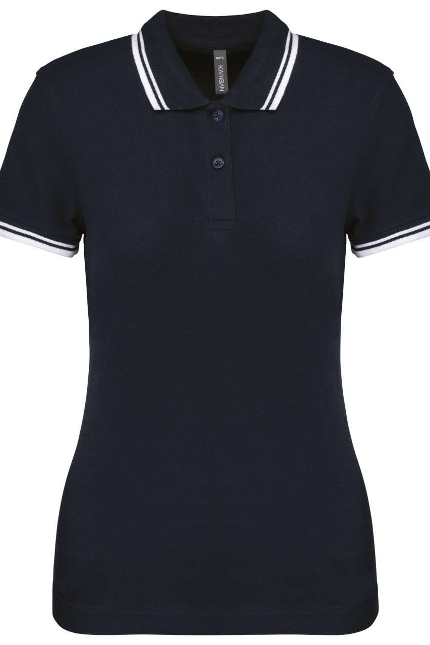 LADIE'S SHORT-SLEEVED POLOSHIRT WITH CONTRASTING PIPING