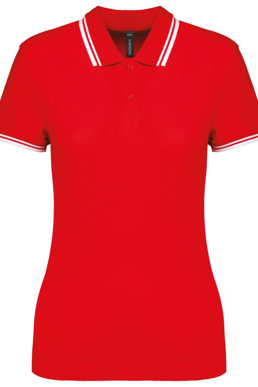 LADIE'S SHORT-SLEEVED POLOSHIRT WITH CONTRASTING PIPING