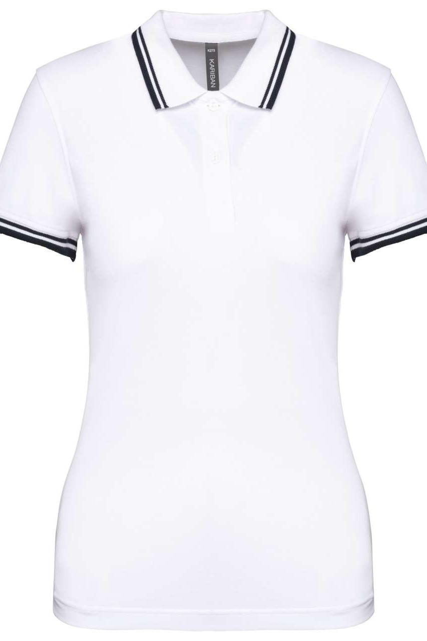 LADIE'S SHORT-SLEEVED POLOSHIRT WITH CONTRASTING PIPING
