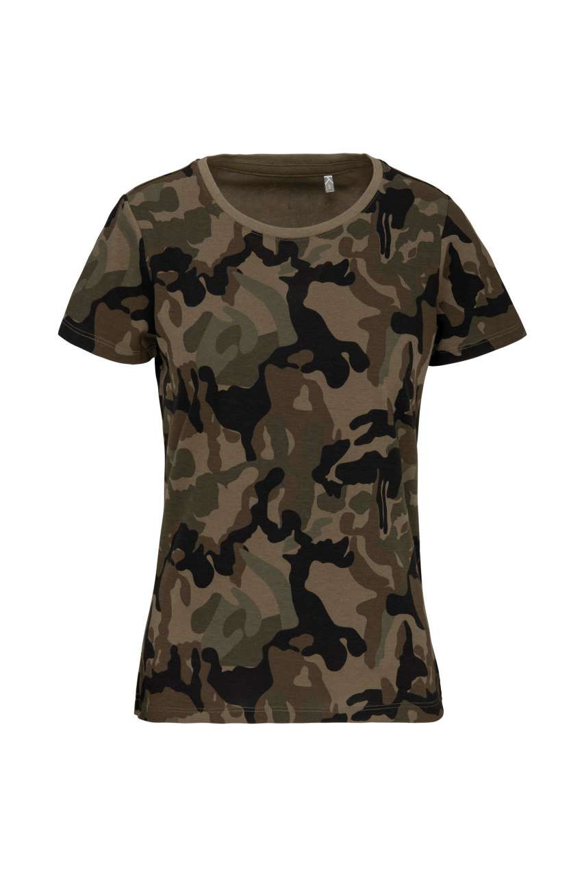 LADIES' SHORT-SLEEVED CAMO T-SHIRT