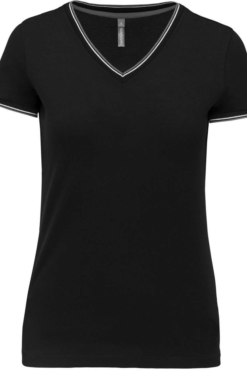LADIES' PIQUÉ KNIT V-NECK T-SHIRT