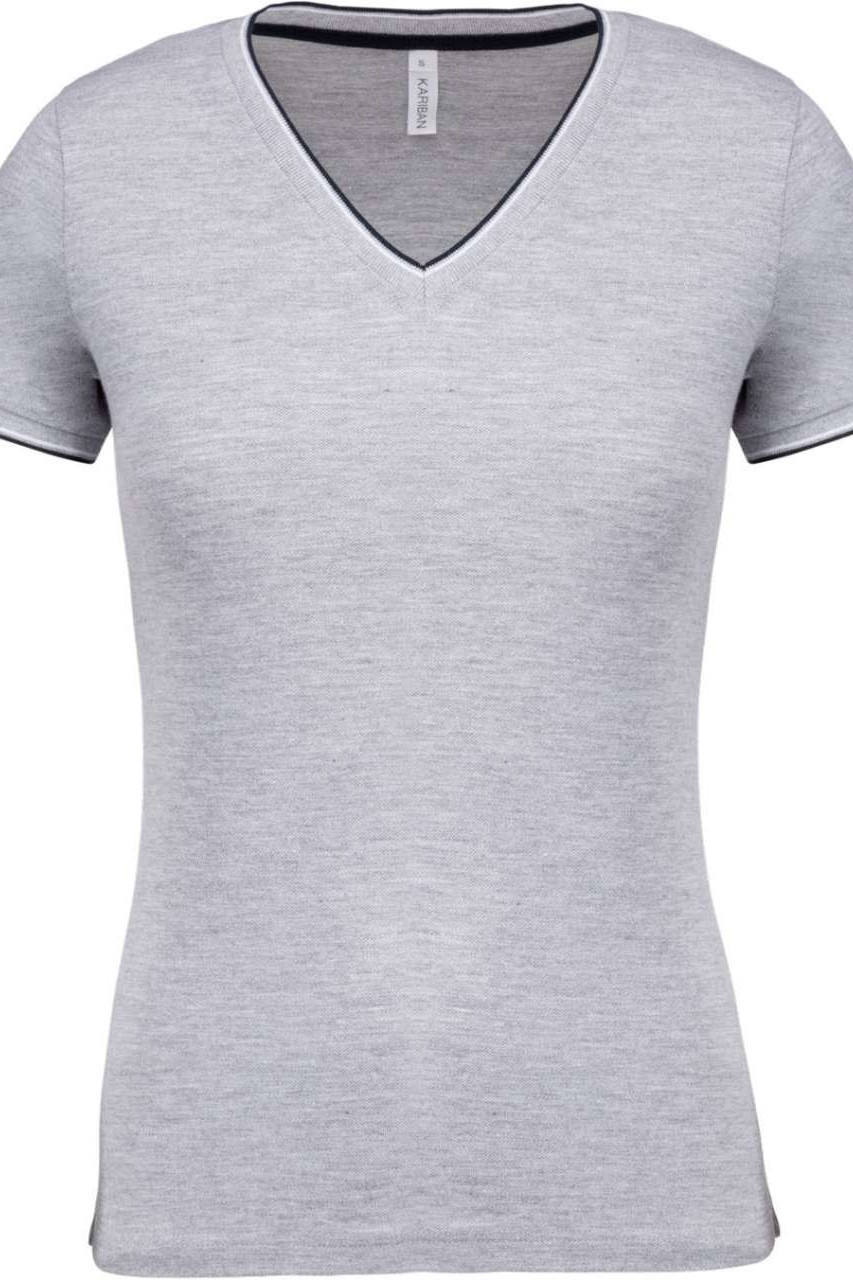 LADIES' PIQUÉ KNIT V-NECK T-SHIRT