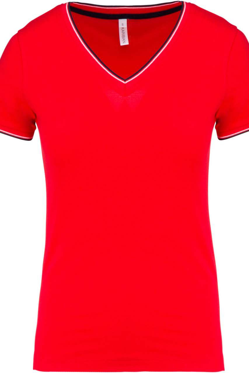 LADIES' PIQUÉ KNIT V-NECK T-SHIRT