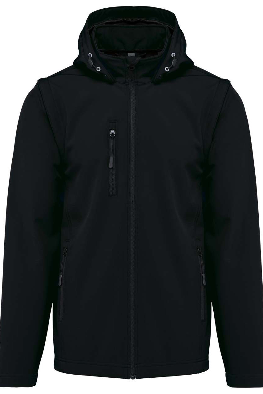 UNISEX 3-LAYER SOFTSHELL HOODED JACKET WITH REMOVABLE SLEEVES