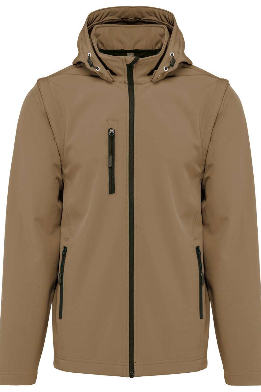 UNISEX 3-LAYER SOFTSHELL HOODED JACKET WITH REMOVABLE SLEEVES