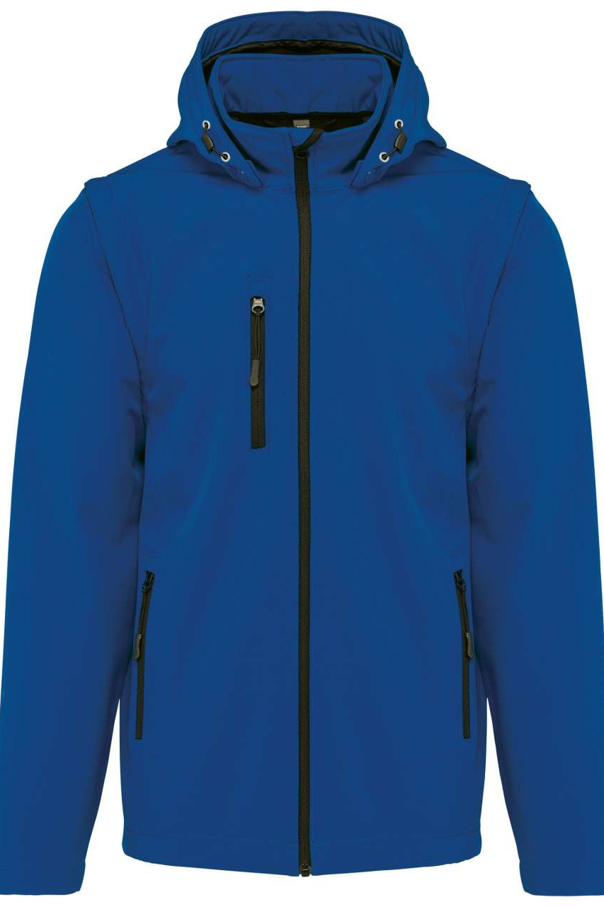 UNISEX 3-LAYER SOFTSHELL HOODED JACKET WITH REMOVABLE SLEEVES
