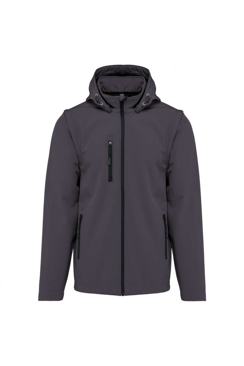 UNISEX 3-LAYER SOFTSHELL HOODED JACKET WITH REMOVABLE SLEEVES