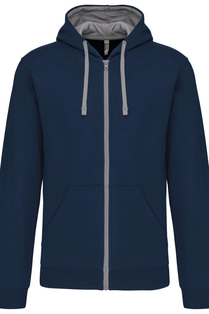 MEN'S CONTRAST HOODED FULL ZIP SWEATSHIRT