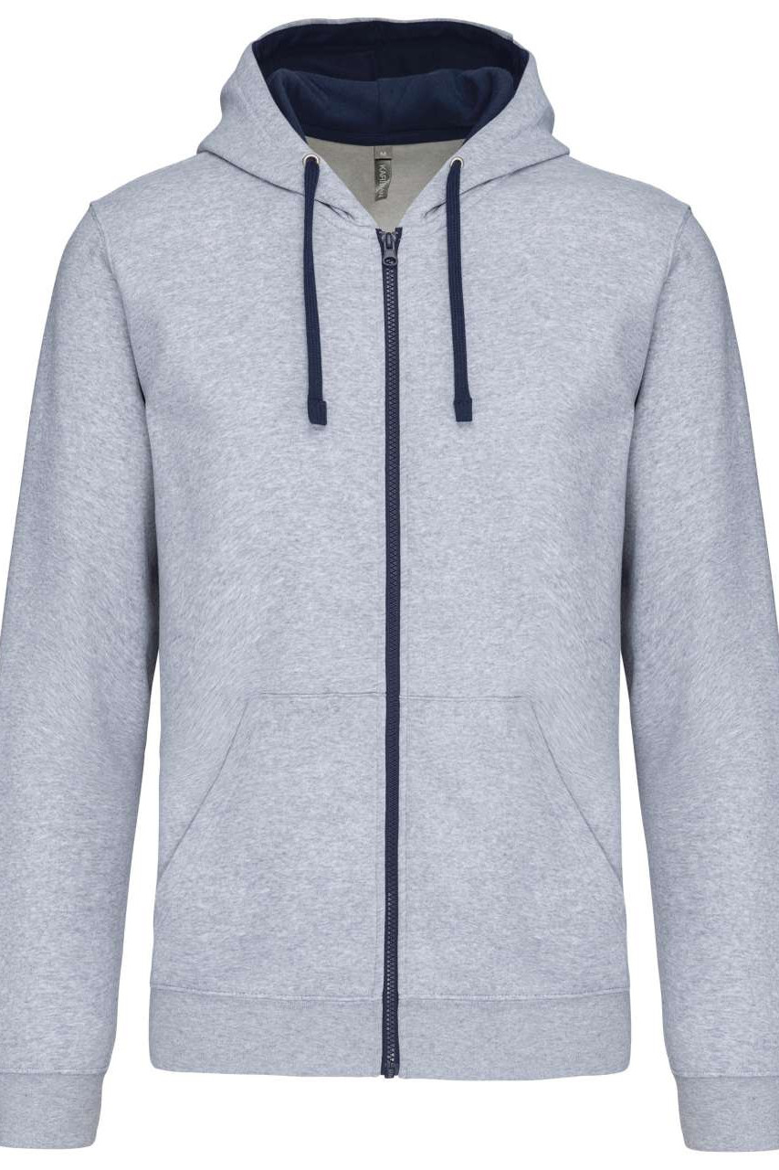 MEN'S CONTRAST HOODED FULL ZIP SWEATSHIRT
