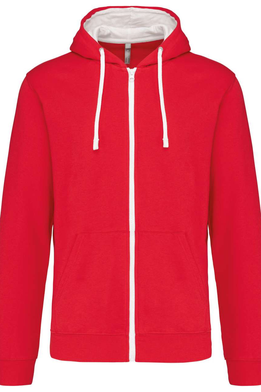 MEN'S CONTRAST HOODED FULL ZIP SWEATSHIRT