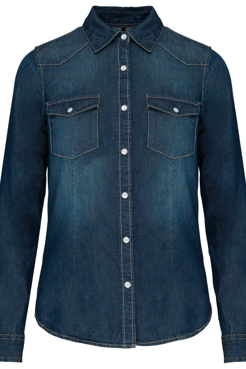 LADIES' LONG-SLEEVED DENIM SHIRT