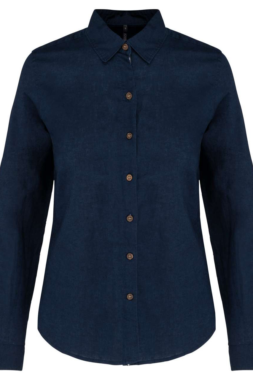 LADIES' LONG SLEEVE LINEN AND COTTON SHIRT