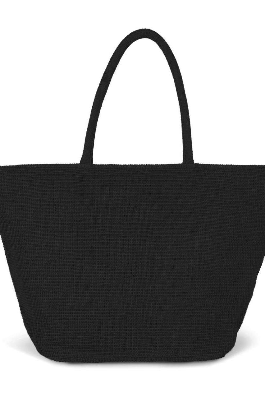 WOVEN JUTE SHOPPING BAG WITH KNIT CANVAS EFFECT