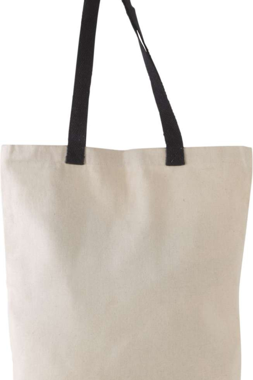 FLAT CANVAS SHOPPER WITH CONTRAST HANDLE