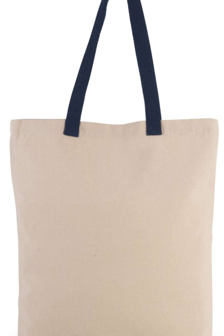 SHOPPER BAG WITH GUSSET AND CONTRAST COLOUR HANDLE