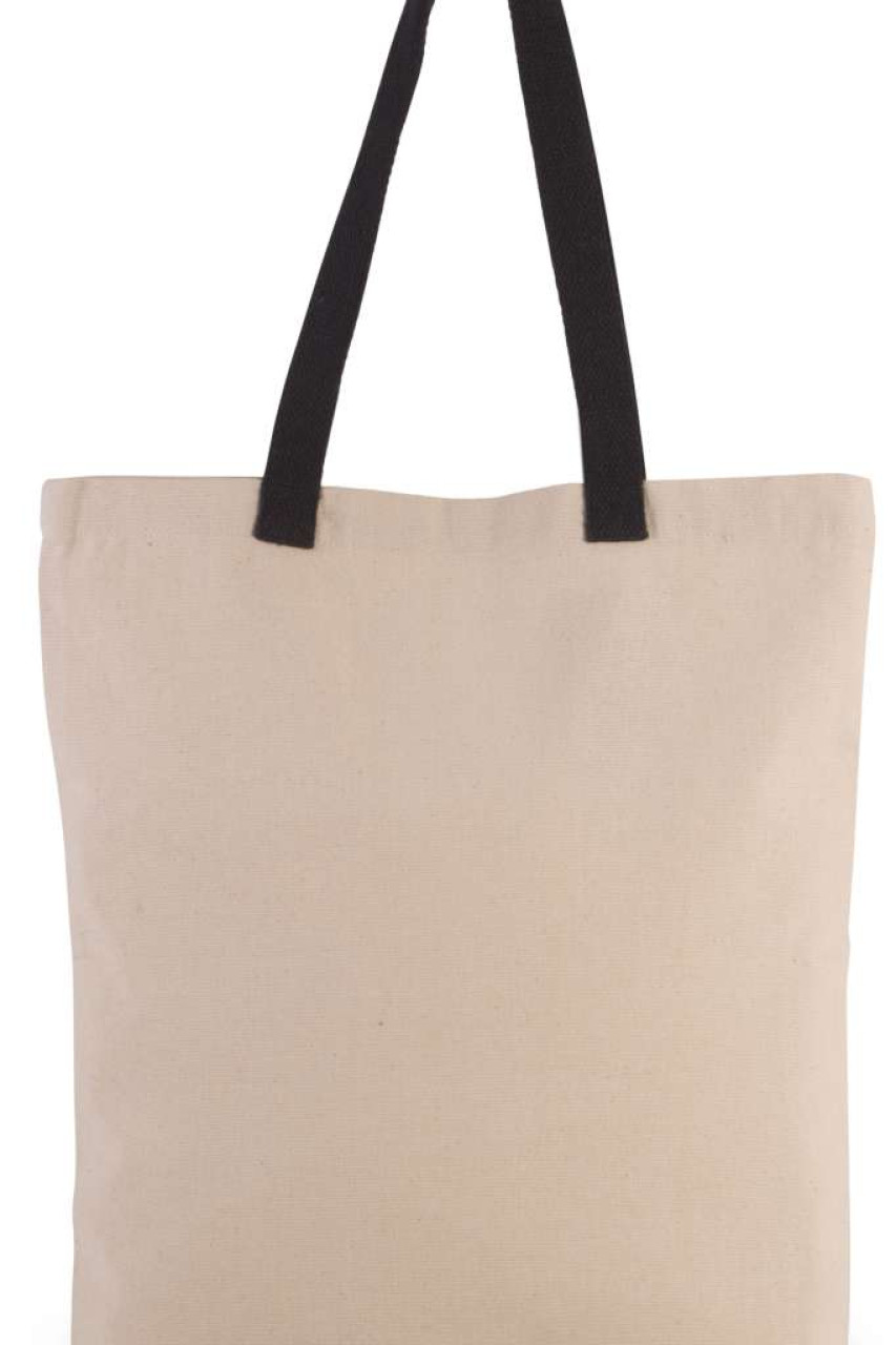 SHOPPER BAG WITH GUSSET AND CONTRAST COLOUR HANDLE