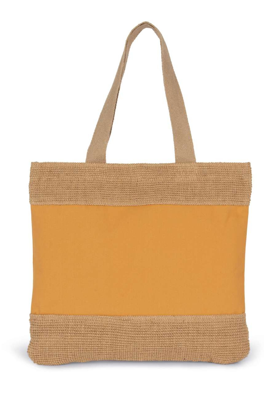 SHOPPING BAG IN COTTON AND WOVEN JUTE THREADS